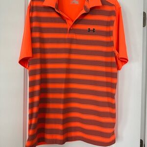Under Armour Men's Orange Striped Polo Shirt
